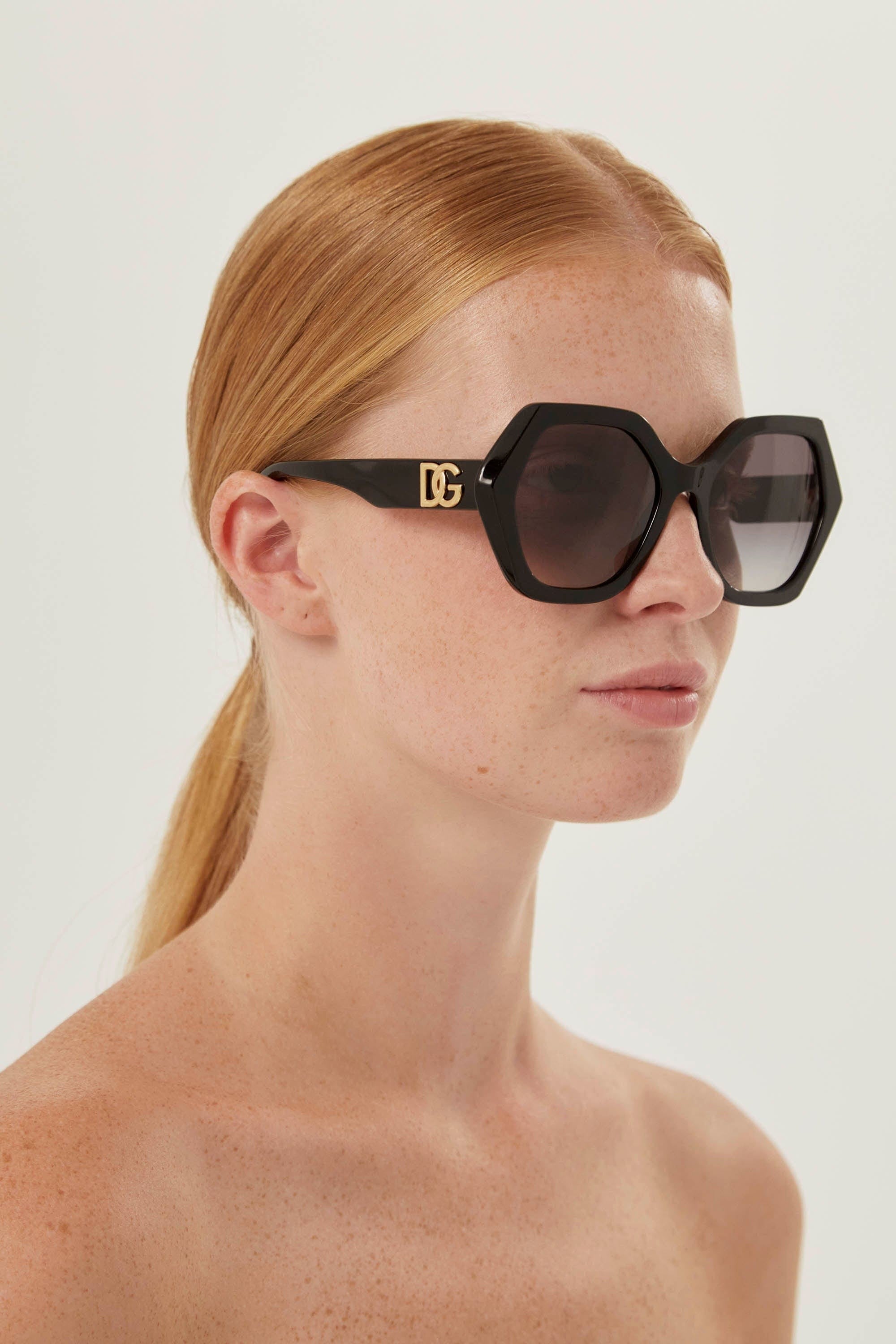 Dolce & Gabbana hexagonal black sunglasses