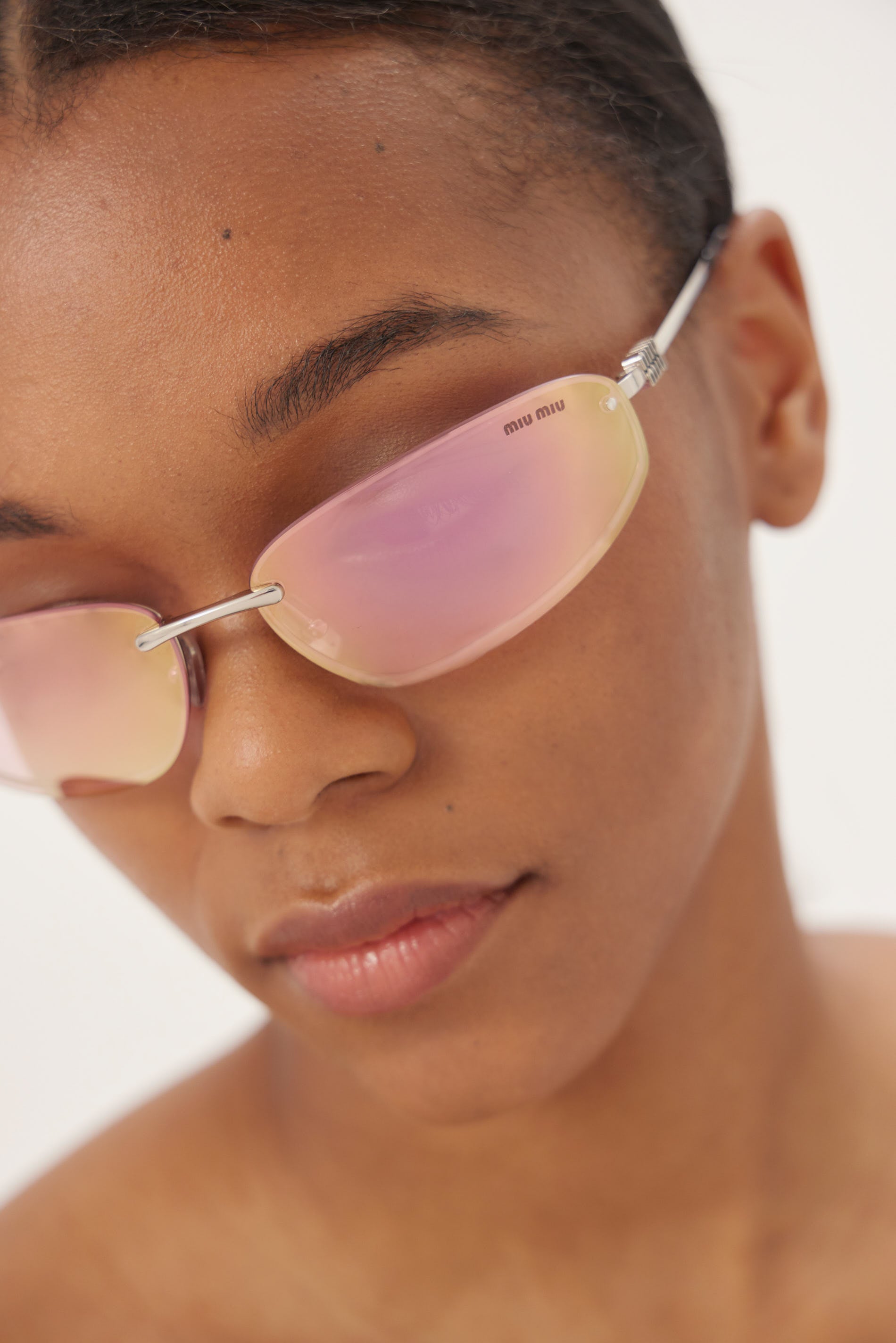 Miu Miu silver and pink sunglasses MU A50S 1BC70J